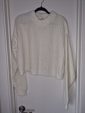 Cream Chunky Knit Crewneck Sweater